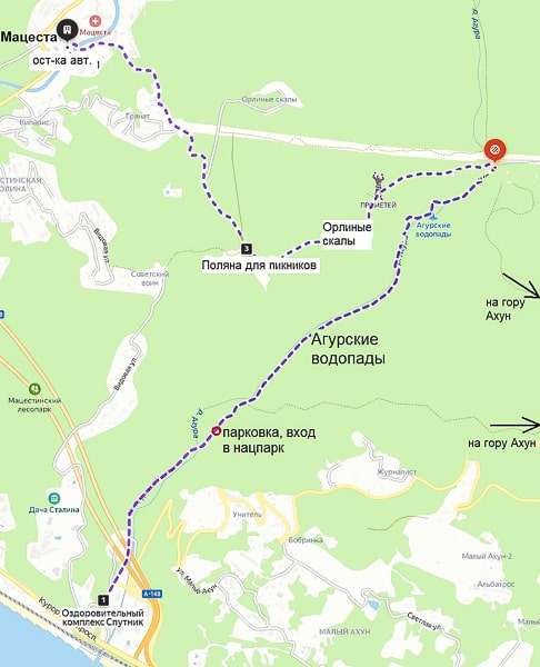 Как добраться самостоятельно до Агурских водопадов из Сочи
