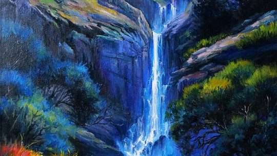 Картины с водопадами маслом