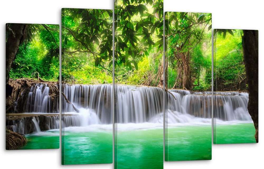 Модульные картины с водопадами в интерьере