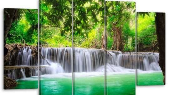 Модульные картины с водопадами в интерьере