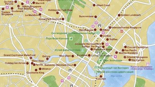 Сингапур: карта достопримечательностей на русском языке