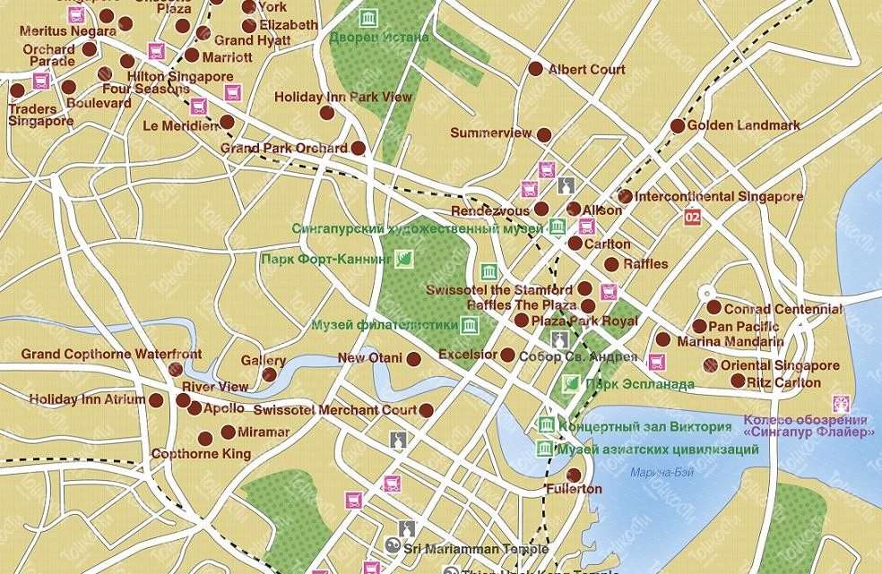 Сингапур: карта достопримечательностей на русском языке